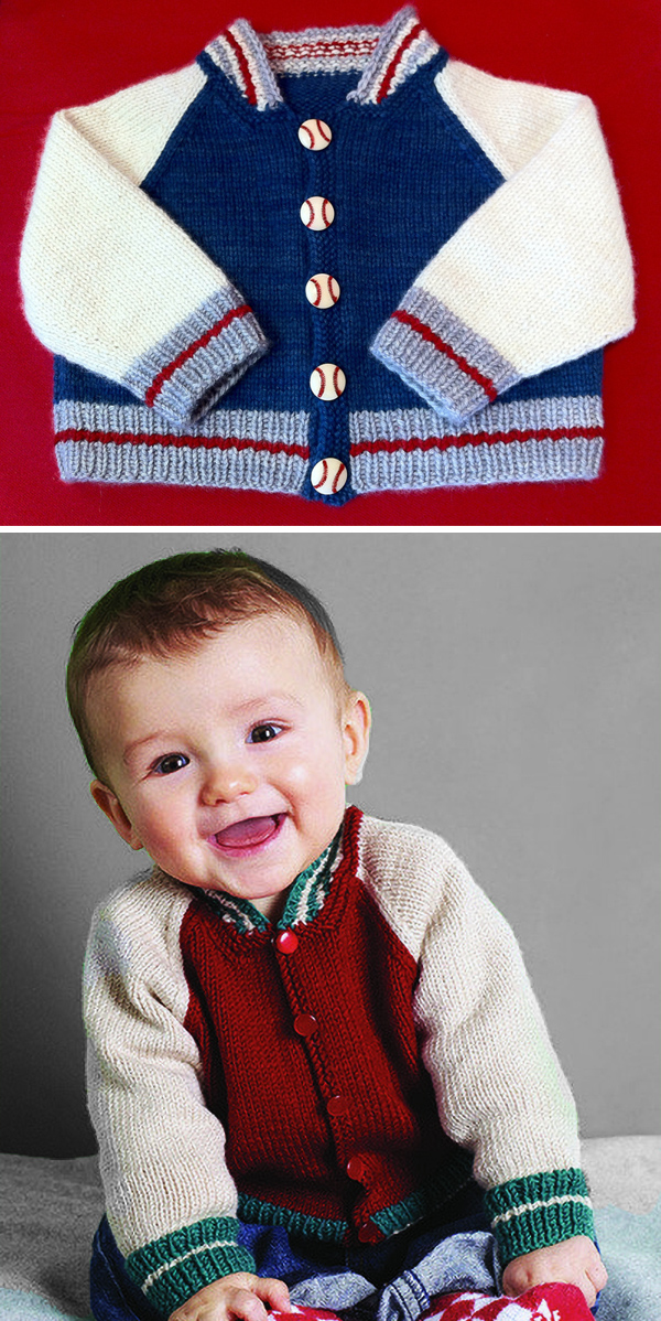 Free Knitting Pattern for Baby Baseball Jacket