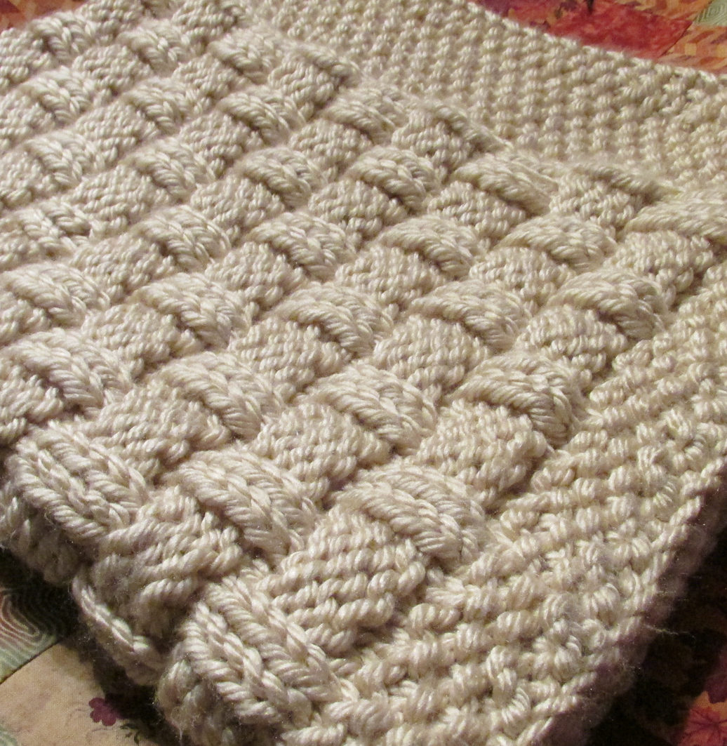 Knitting Pattern for Quick Basket Weave Baby Blanket