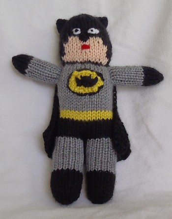 Free knitting pattern for Batman toy