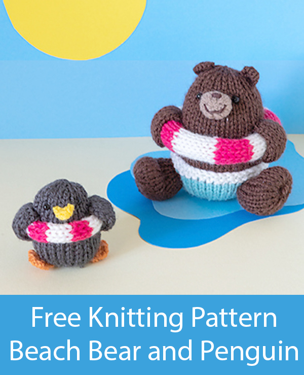 Free Knitting Pattern for Beach Bear and Penguin
