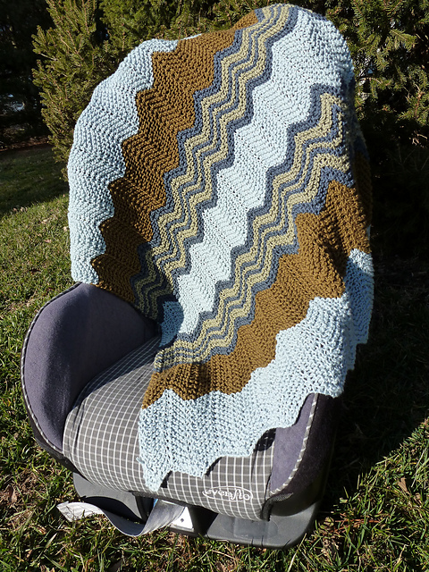 Free knitting pattern for Beach Stripe Baby Blanket easy chevron pattern and more baby blanket knitting patterns