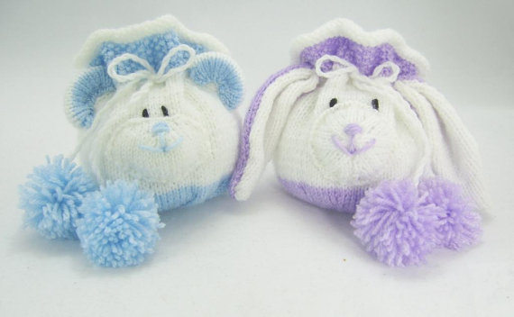 Knitting patterns for Bear and Rabbit Drawstring Gift Bags and more gift wrap knitting pattern