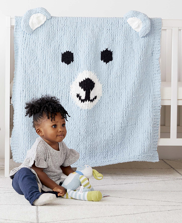 Free Knitting Pattern for Beary Cozy Baby Blanket