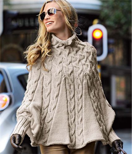 Knitting Pattern for Cable Poncho