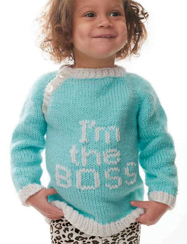 Free Knitting Pattern for I'm the Boss Sweater