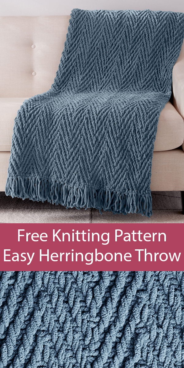 Free Knitting Pattern for Easy Quick Herringbone Weave Blanket