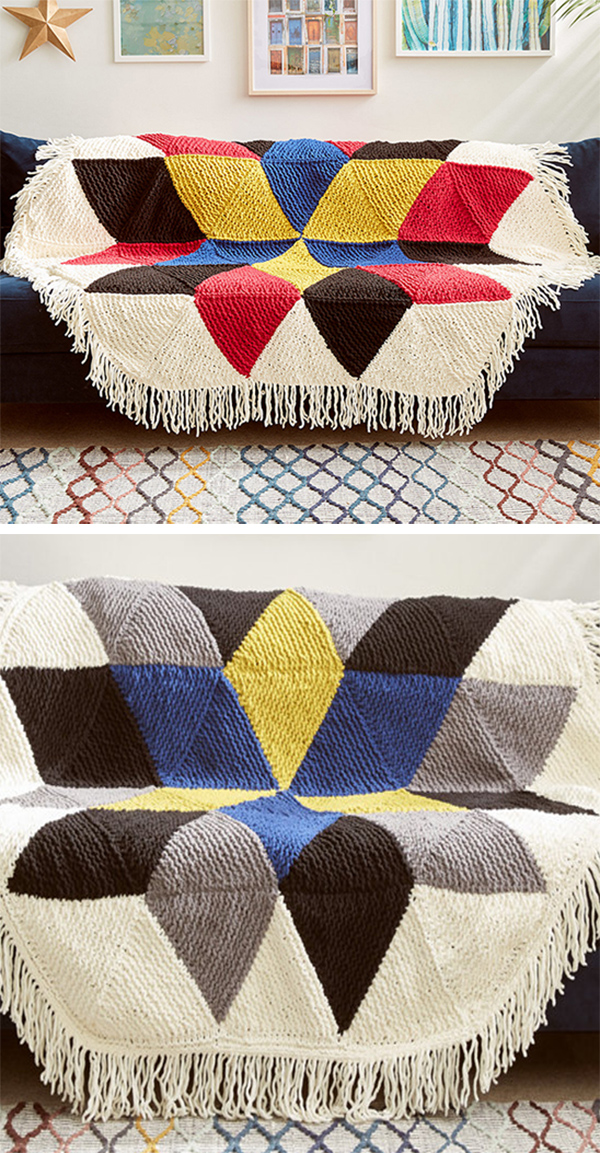 Free Knitting Pattern for Hexagonal Starburst Afghan