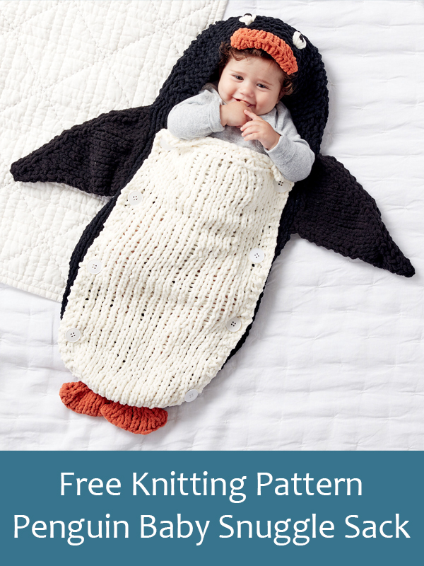 Free Knitting Pattern for Penguin Baby Snuggle Sack