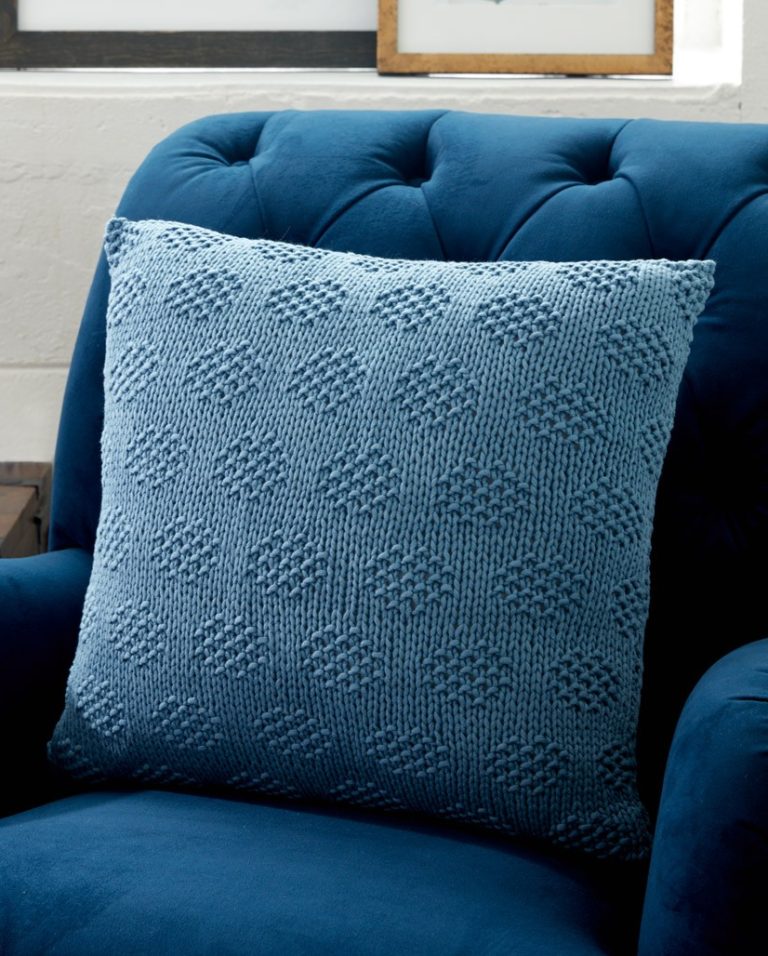 Free Knitting Pattern for Mossy Dots Pillow