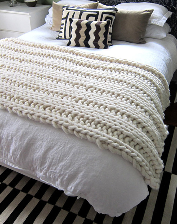 Free Knitting Pattern for Easy Big Loop Ribbed Throw