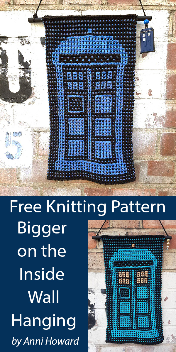 Doctor Who TARDIS Free Knitting Pattern Bigger on the Inside Wallhanging
