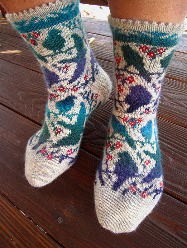 Free Knitting Pattern for Bird Resting Place Socks