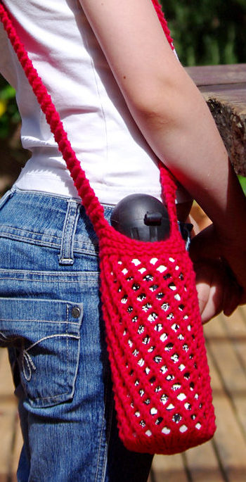 Free Knitting Pattern for Bishi Water Bottle Carrier