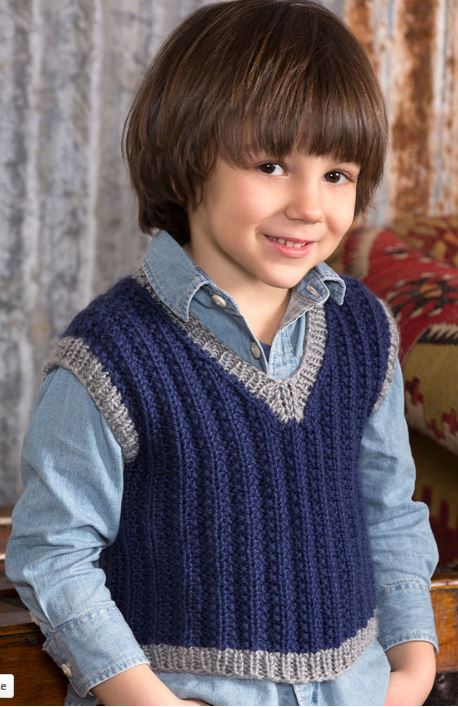 Free Knitting Pattern for Boy's Seeded Rib Vest