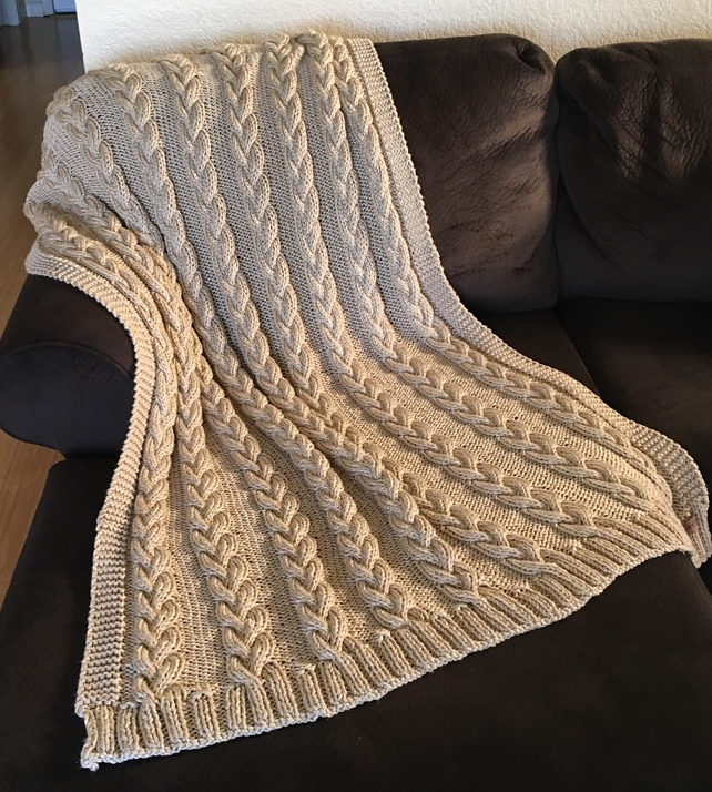 Free Knitting Pattern for Braided Cable Throw