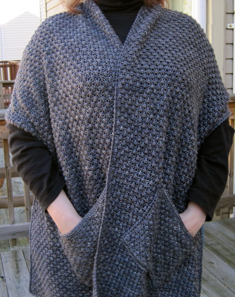 Knitting Pattern for Bramble Lace Shawl With Pockets