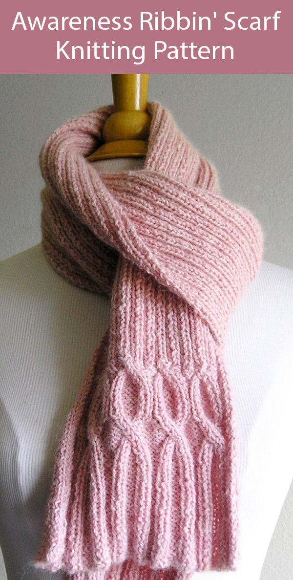 Knitting Pattern for Breast Cancer Ribbin' Scarf