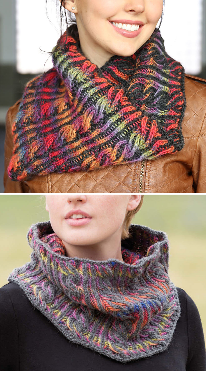Free Knitting Pattern for Brioche Cable Cowl