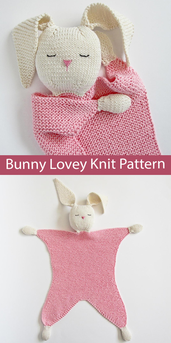 Knitting Pattern Bunny Lovey Baby Blanket