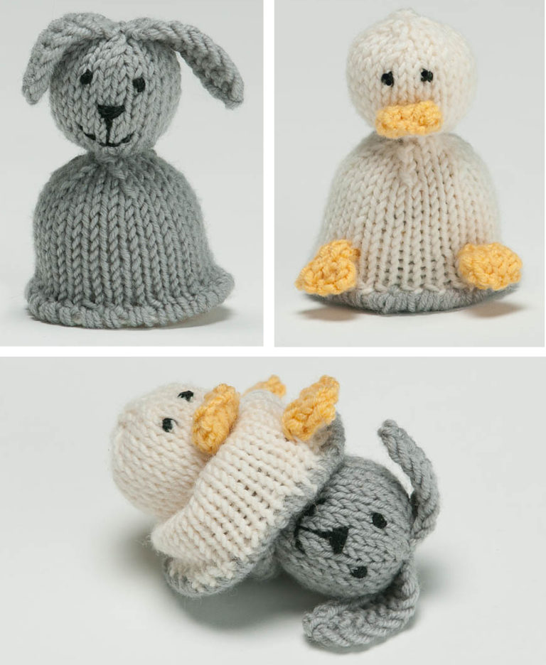 Free Knitting Pattern for Bunny and Duck Flip Toy