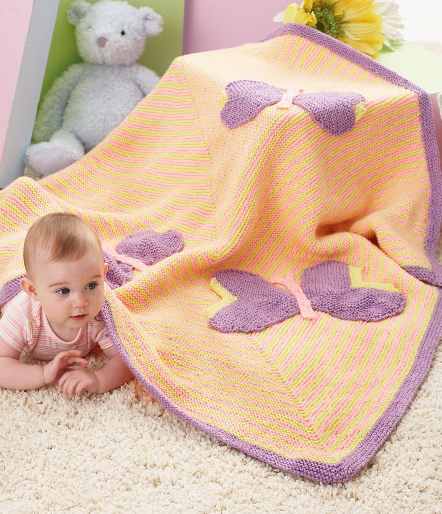 Free Knitting Pattern for Butterfly Baby Blanket