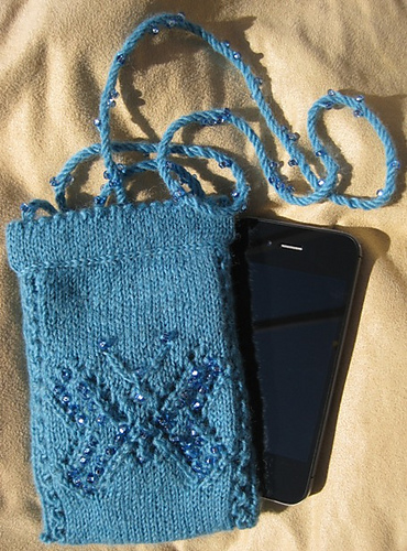 Free Knitting Pattern for Butterfly Phone Purse