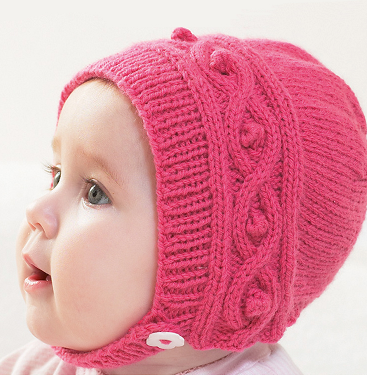 Free Knitting Pattern for Cable Baby Bonnet