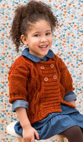 Free knitting pattern for double-breasted short-sleeved cardigan for children