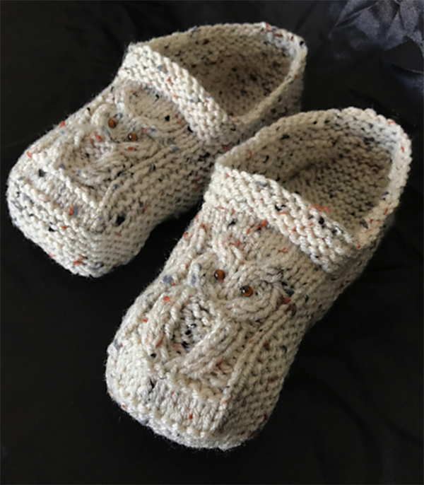 Free Knitting Pattern for Cable Owl Slippers
