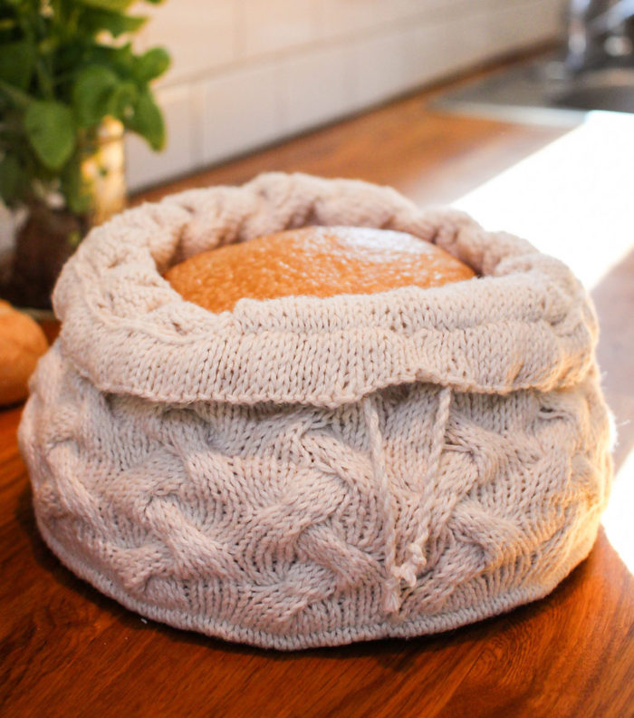 Knitting Pattern for Cabled Braid Bread Warmer