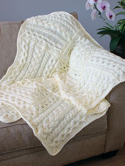 Free knitting pattern for Cabled Cubed Throw