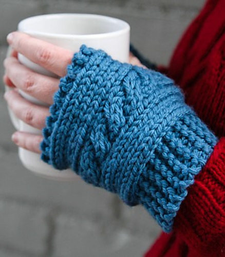 Free Knitting Pattern for Easy Cabled Hand Warmers