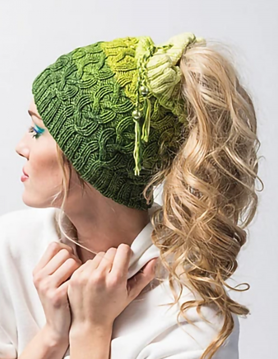 Knitting Pattern for Cabled Messy Bun Hat