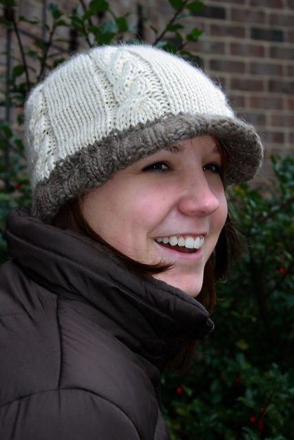 Free knitting pattern for Cabled Hat With Brim