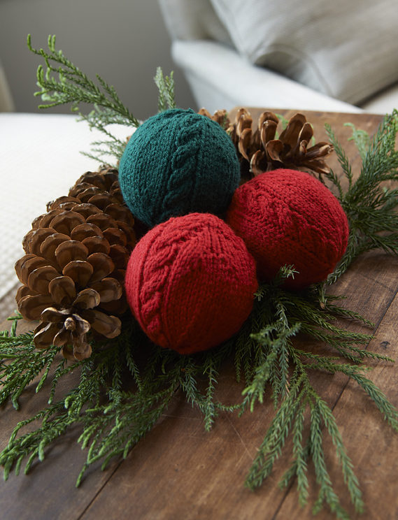 Free Knitting Pattern for Cabled Holiday Balls
