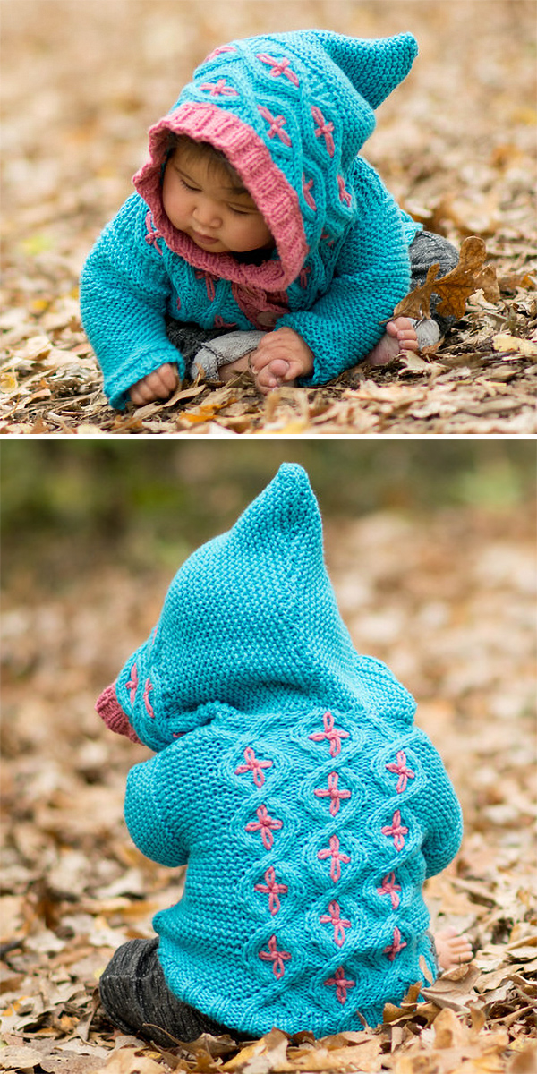 Free Knitting Pattern for Cabled Cardigan With Hood