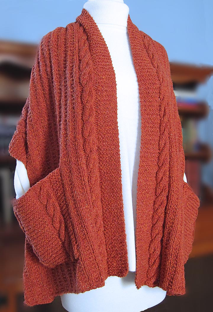 Knitting Pattern for Cabled Reader's Wrap