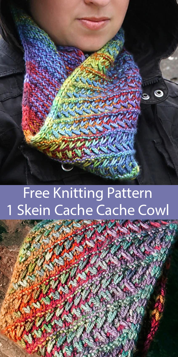 Free Knitting Pattern for 1 Skein Cache Cache Cowl