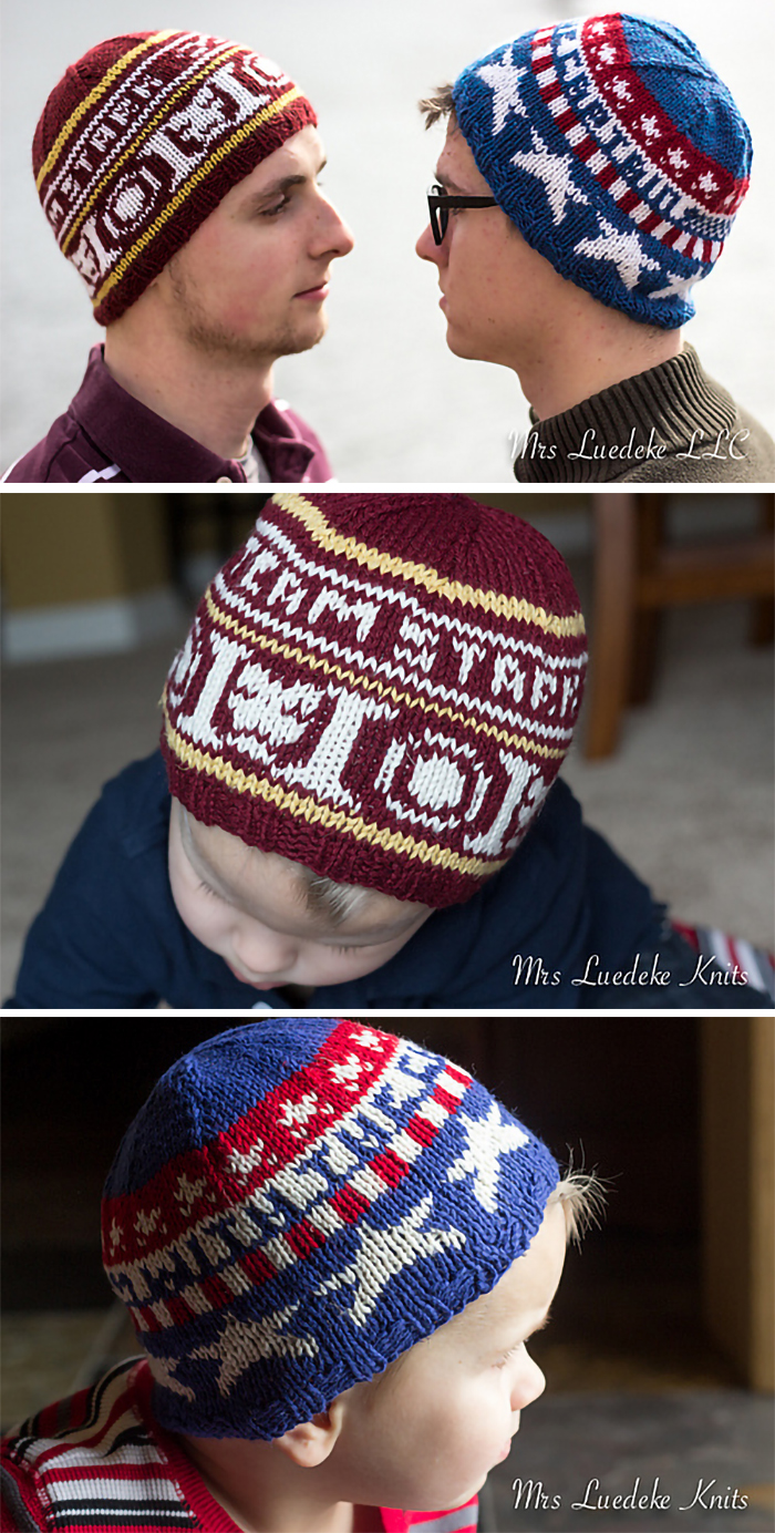 Free Knitting Pattern for Superhero Civil War Hats