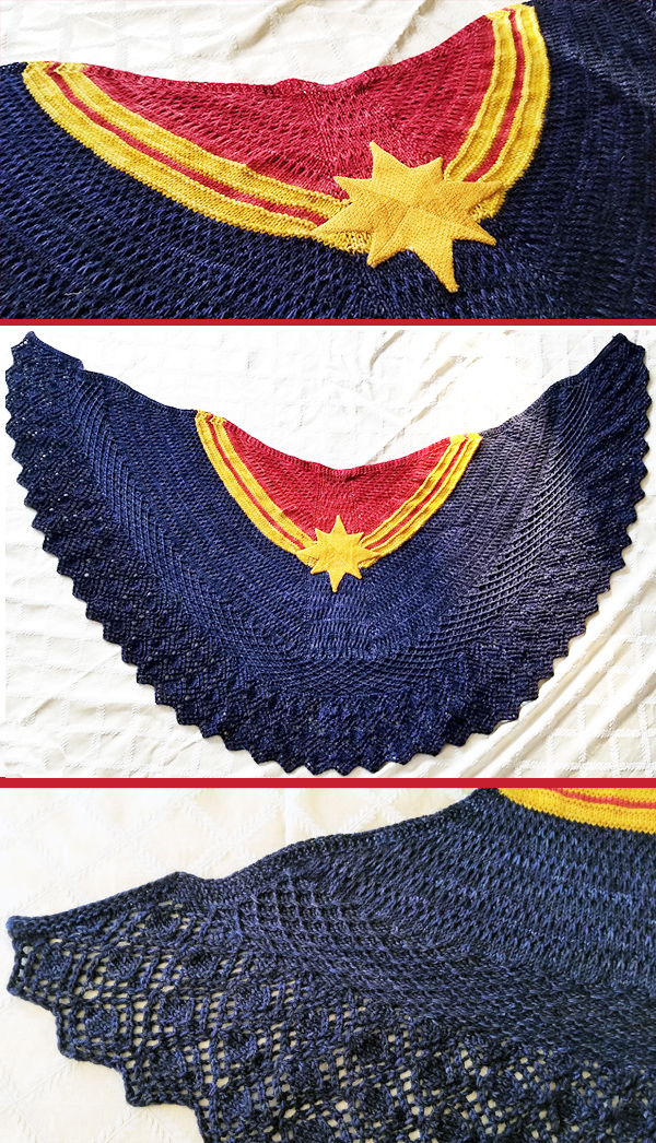 Free knitting pattern for Captain Marvel Shawl