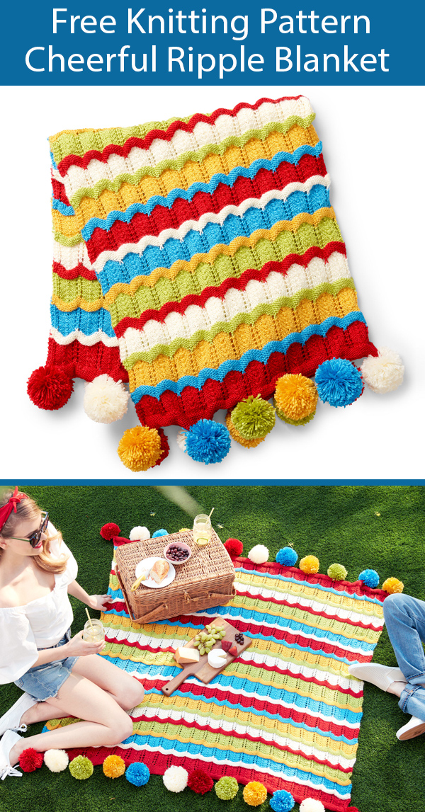 Free Knitting Pattern for Cheerful Ripple Blanket
