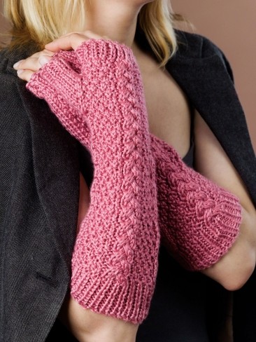 Free Knitting Pattern for Caron Cable Fingerless Gloves