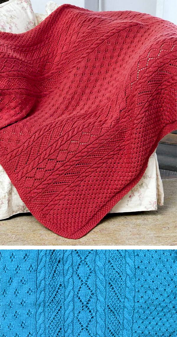 Free Knitting Pattern for 16 Row Repeat Lace Panel Throw