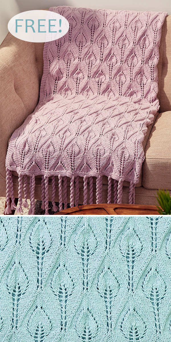 Free Knitting Pattern for Tasseled Leaf Lace Blanket