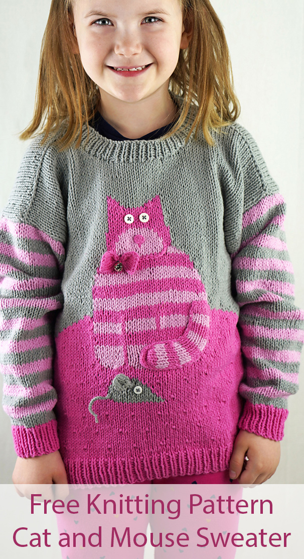 Free Knitting Pattern for Cat and Mouse Sweater