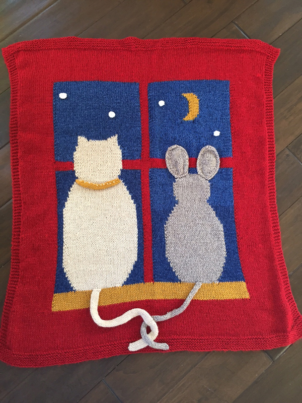 Free Knitting Pattern for Cat And Mouse Blanket