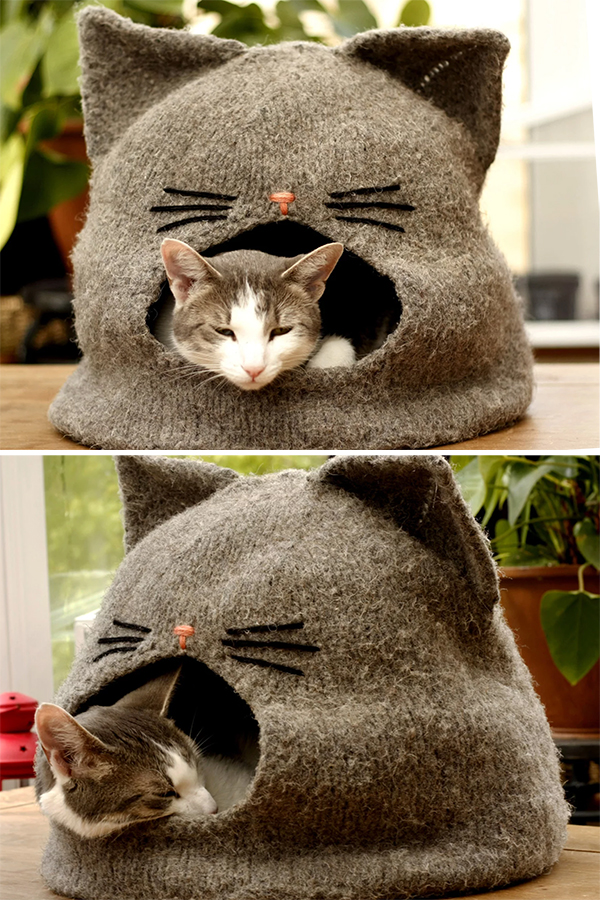 Knitting Pattern for Cat Cave
