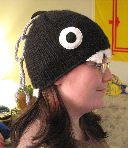 Free knitting pattern for Chain Chomp Hat inspired by Mario games
