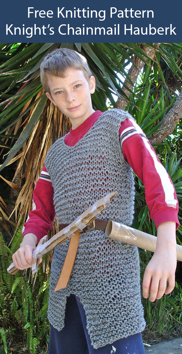 Free Knitting Pattern for Chainmail Hauberk for a Young Knight