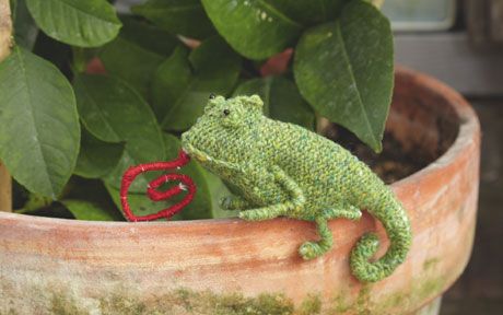 Free knitting pattern for Chameleon softie and more wild animal knitting patterns